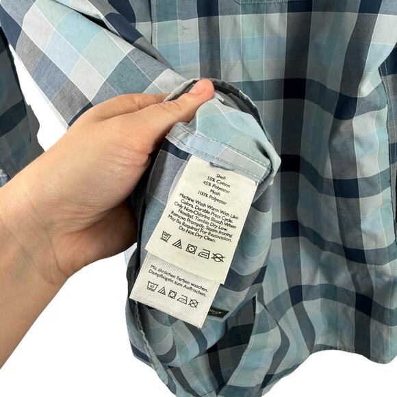 Eddie Bauer Travex Blue Plaid Long Sleeve Button Down Shirt Classic Fit Mens TL - Picture 4 of 7